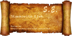 Stankovits Elek névjegykártya